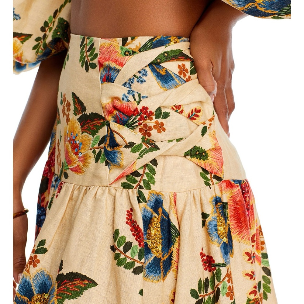 FARM RIO DELICATE GARDEN MIDI SKIRT LARGE